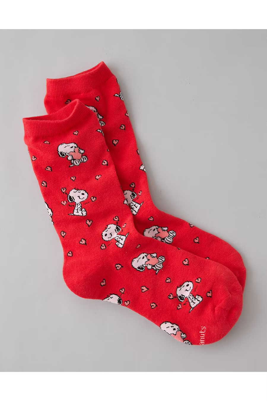 AE Snoopy Valentine's Day Crew Socks Women's Cherry One Size | American Eagle Outfitters (US & CA)