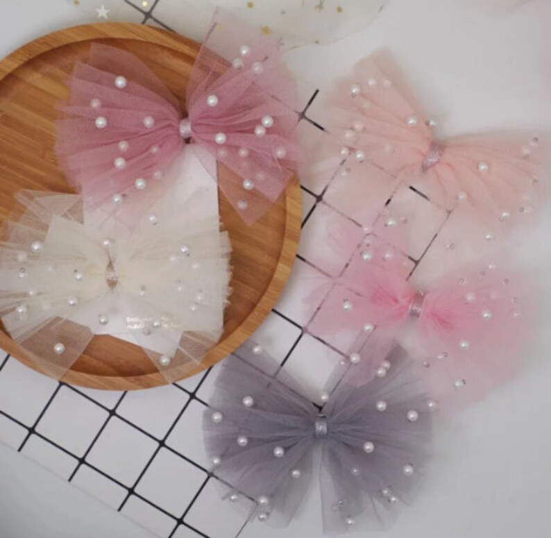 The Tutu Princess Bow Soft Pink Ivory Blush or Rose Tulle - Etsy | Etsy (US)