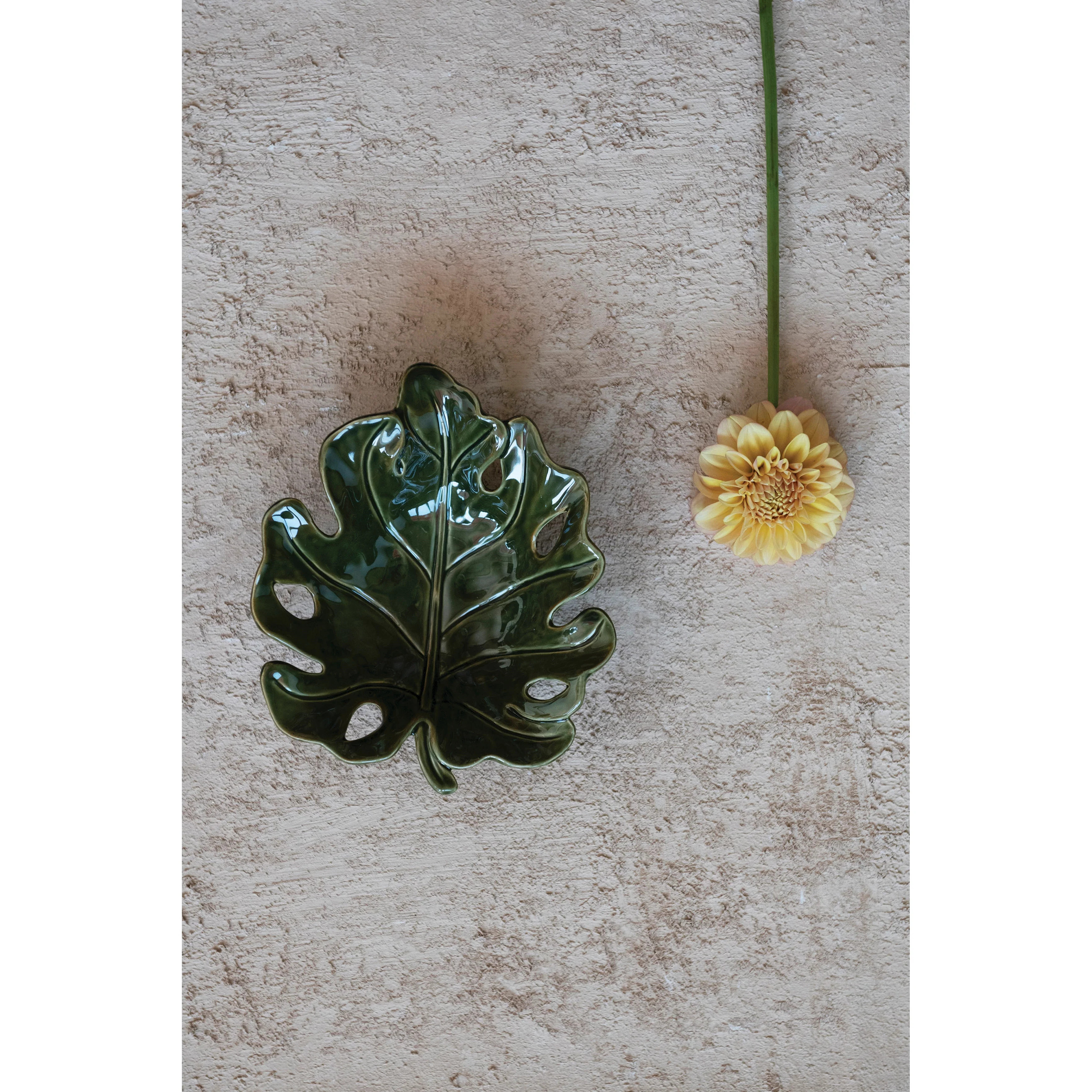Stoneware Monstera Shaped Bowl, Reactive Glaze | Auden & Avery