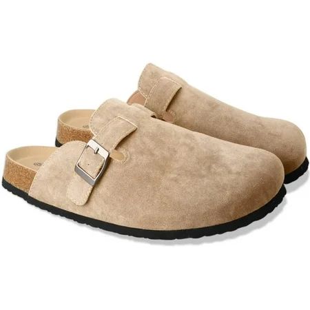 Clogs for Women Suede Soft Leather Clogs Classic Cork Clog Antislip Slippers Waterproof Mules House Sandals Buckle | Walmart (US)