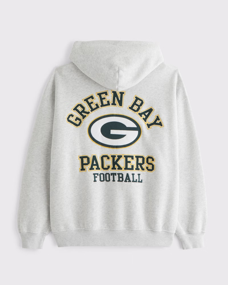 Abercrombie & Fitch Men's Green Bay Packers Graphic Popover Hoodie in Light Gray-Packers - Size XXXL | Abercrombie & Fitch (US)