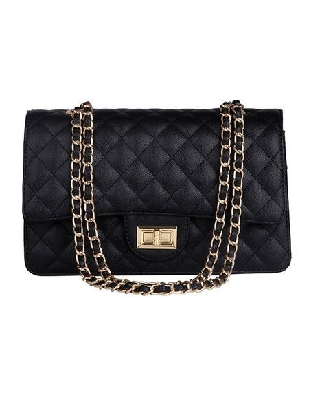 'Sofia' Quilted Caviar Faux Leather Chain Strap Bag (3 Colors) | Goodnight Macaroon