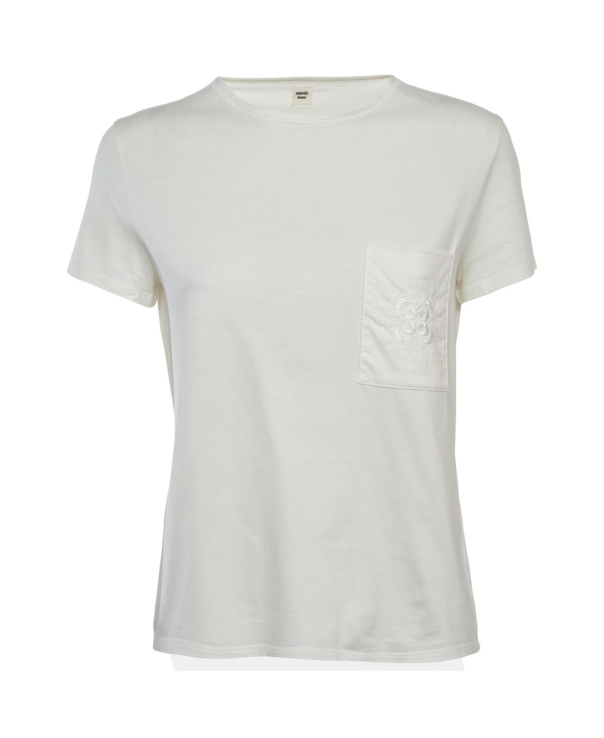 Pre-Owned HERMES Women's Embroidered Jersey T-Shirt - White | Macy's