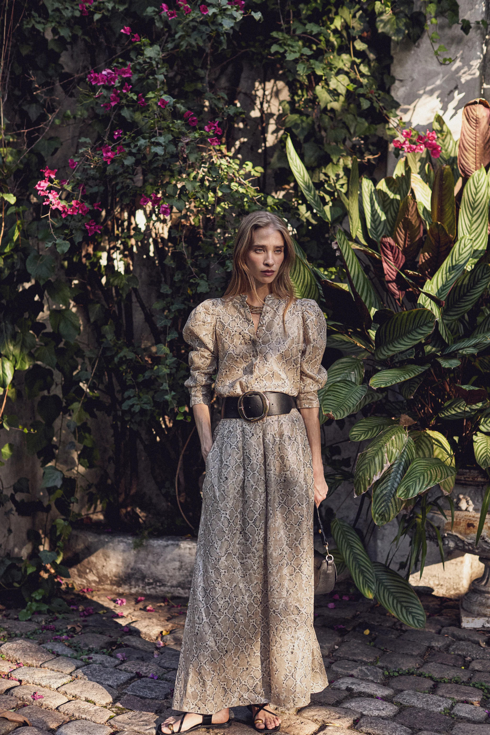 Sabi Metallic Linen Pants - Snake Print | Lanhtropy