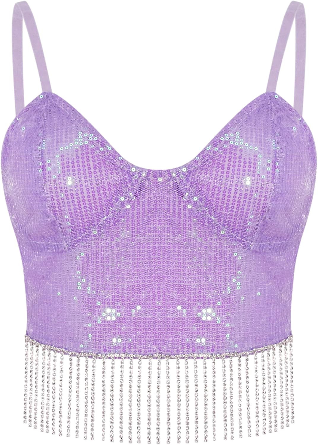 Erinaco Women's Rhinestone Diamond Tank Top Color Beaded Sling Tube Top Bustier Vest Crop Top Sex... | Amazon (US)