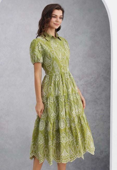 Boho Charm Embroidered Floral Eyelet Midi Dress | Chicwish