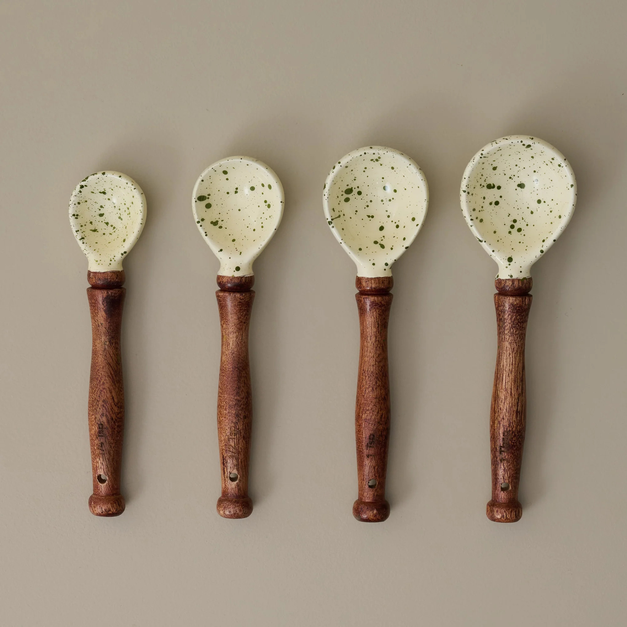 The Cottage Collection Green Speckle Measuring Spoons | Magnolia
