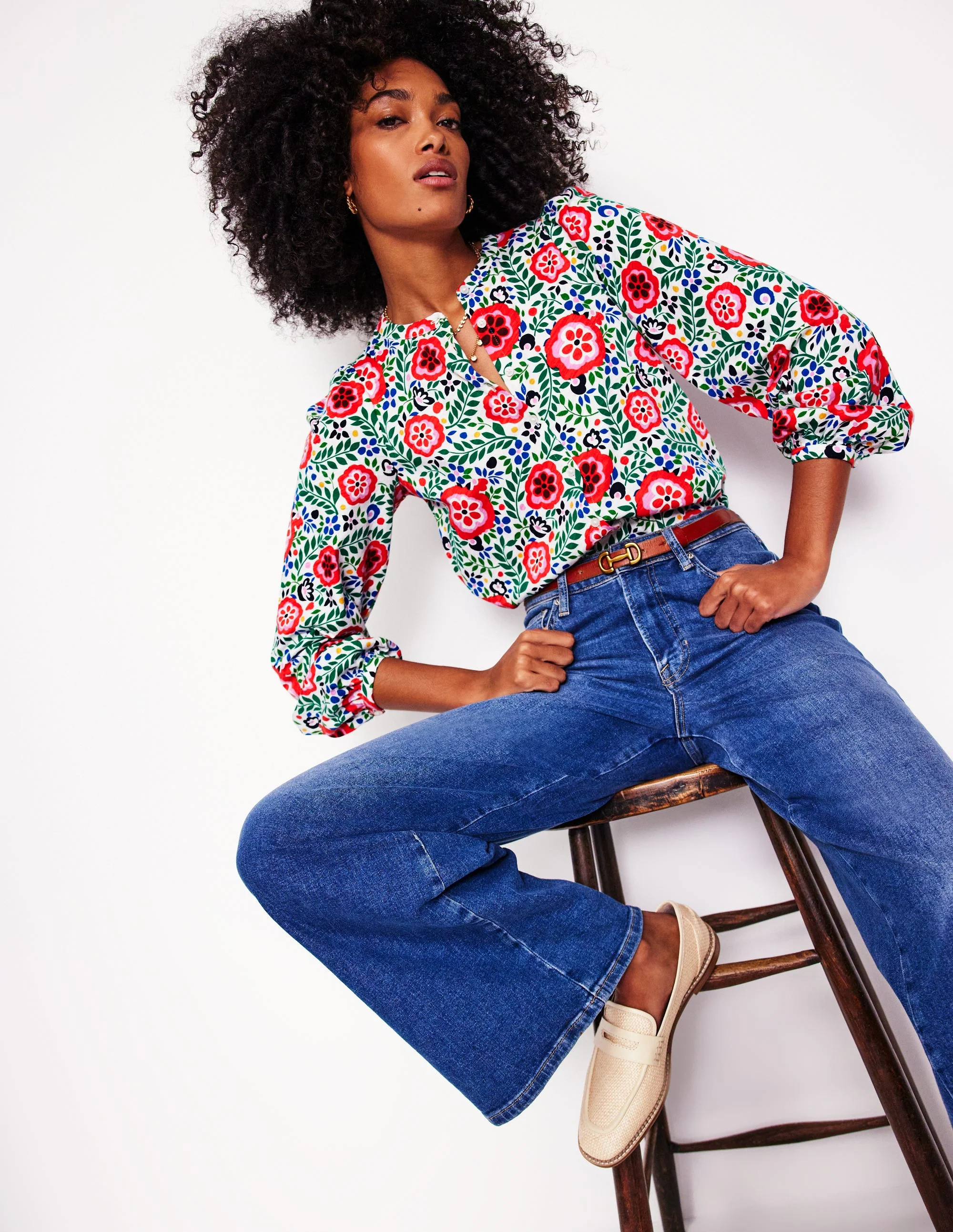 Marina Jersey Shirt-Multi, Foliage Scatter | Boden (US)