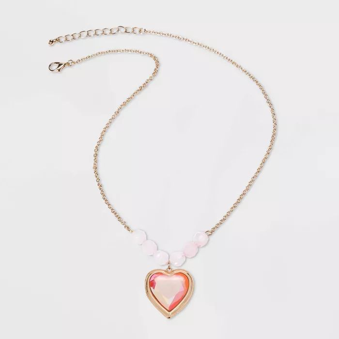 Girls' Heart Locket Beaded Necklace - Cat & Jack™ | Target