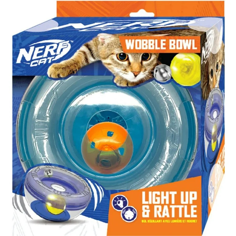Nerf Cat Wobble Bowl – Light Up & Rattle Cat Toy with LED Ball & Bell Ball, 7 inch | Walmart (US)