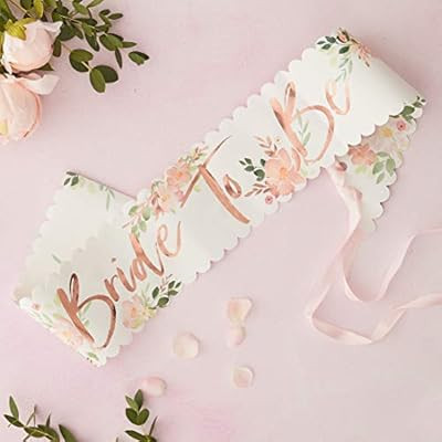 Ginger Ray Rose Gold Foiled Floral Bride To Be Bachelorette Party Sash | Amazon (US)