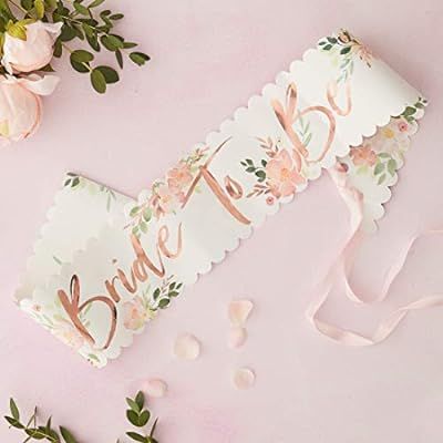 Ginger Ray Rose Gold Foiled Floral Bride To Be Bachelorette Party Sash | Amazon (US)