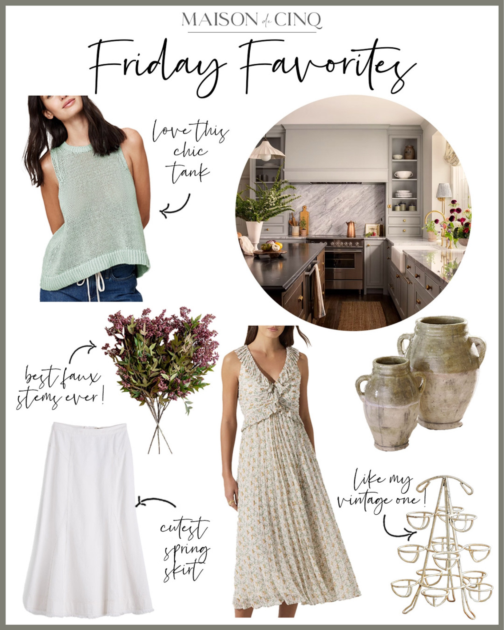 So many great finds on this week’s Friday Favorites including the best rustic vase for under $40, my fave faux stems, Easter decor, and more!

Home decor, spring decor, spring refresh, spring outfit, skirt, spring dress, wedding guest dress

#LTKHome #LTKSeasonal #LTKFindsUnder50