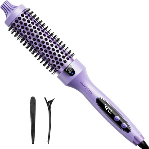Wavytalk Thermal Brush, 1.5 inch Heated Round Brush for Blowout Look, Negative Ion Technology, Ceramic Tourmaline, 5 Temperature Settings, Dual Voltage, Purple | Amazon (US)