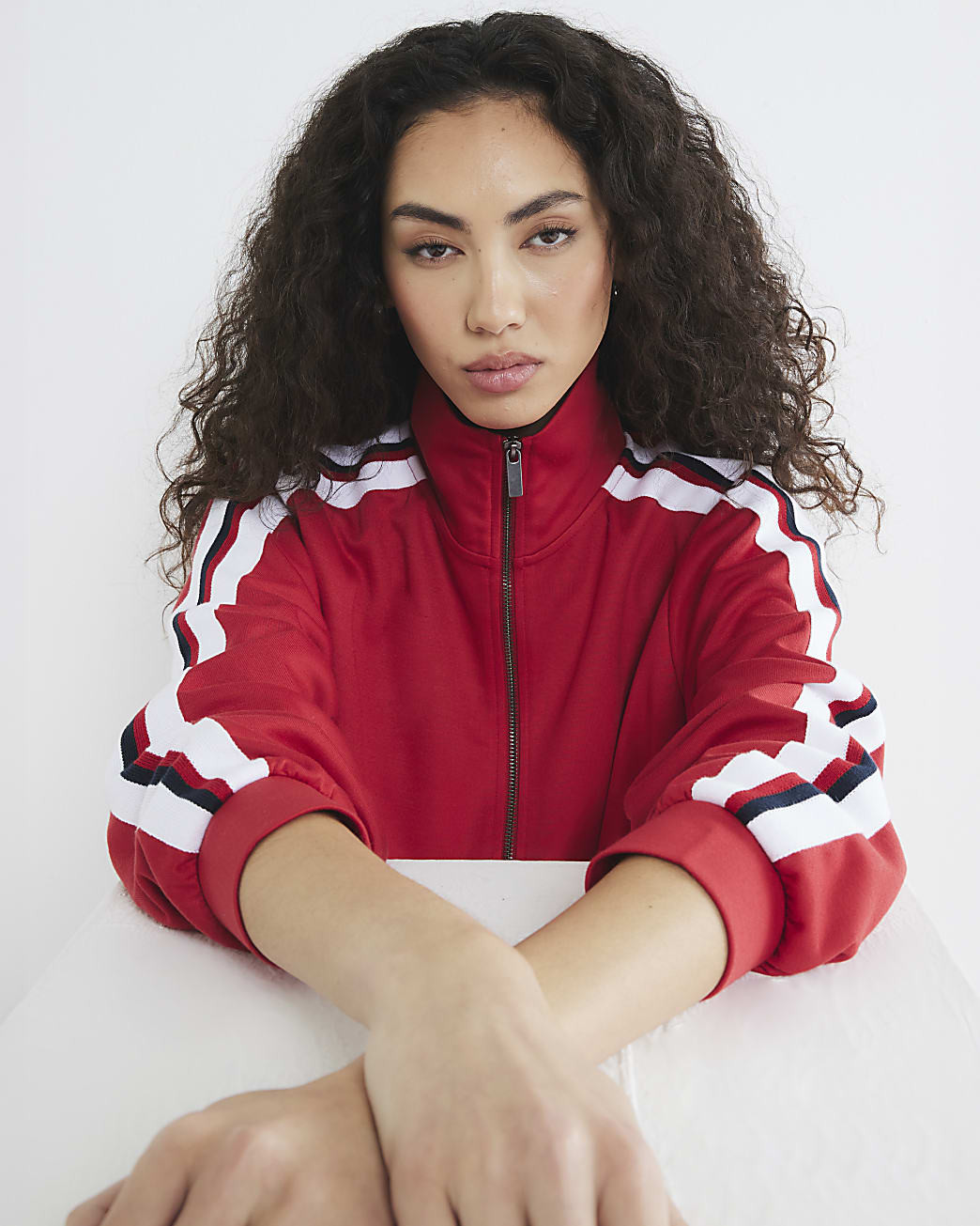 Red Zip Through Side Stripe Jacket | River Island UK & IE