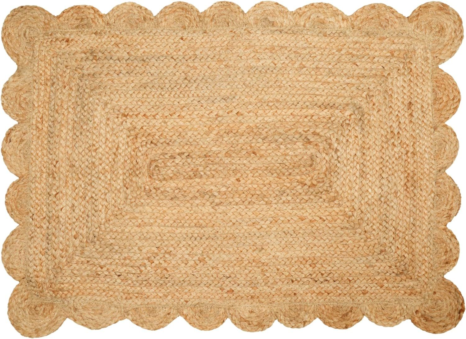 Hand Woven Area Rug Braided Jute Scalloped Border, Decor Collection Classic Quality Made for Livi... | Amazon (US)