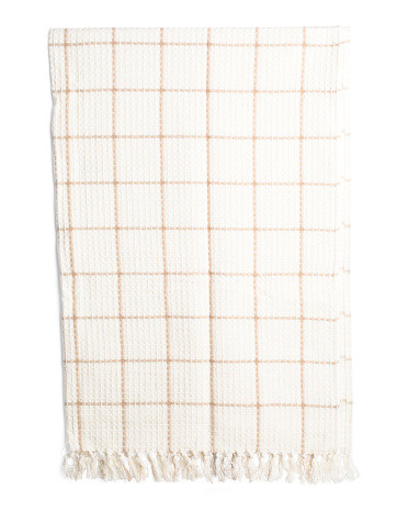 Cotton Windowpane Waffle Weave Throw | Marshalls
