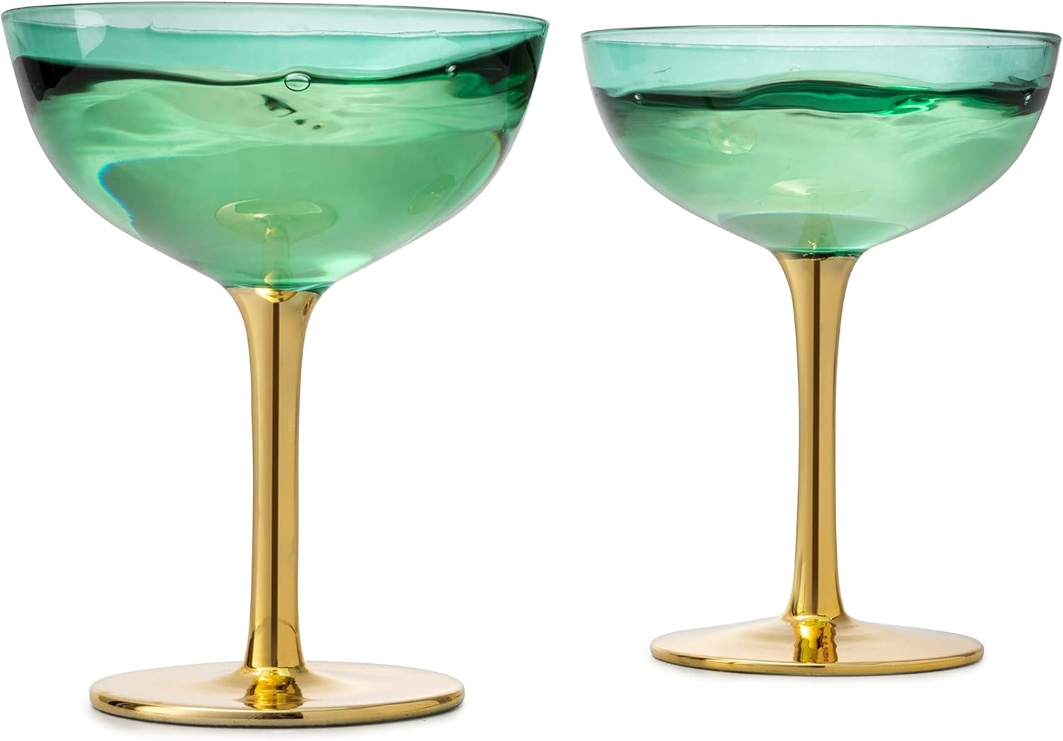 Colored Coupe Art Deco Glasses Gold | Set of 2 | 12 oz Classic Cocktail Glassware for Champagne, ... | Amazon (US)