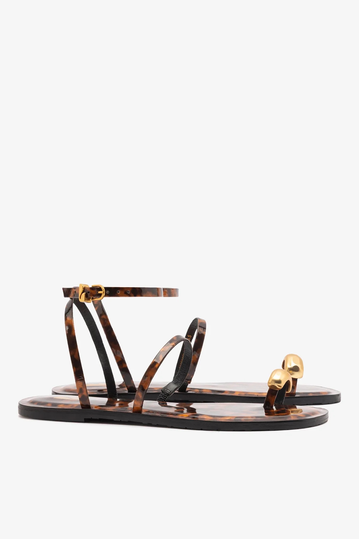 Biarritz Flat Sandal Tortoise Leather | Larroude