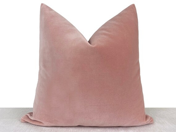 Blush Velvet Pillow Cover Solid Soft Throw Pillow King Size - Etsy | Etsy (US)