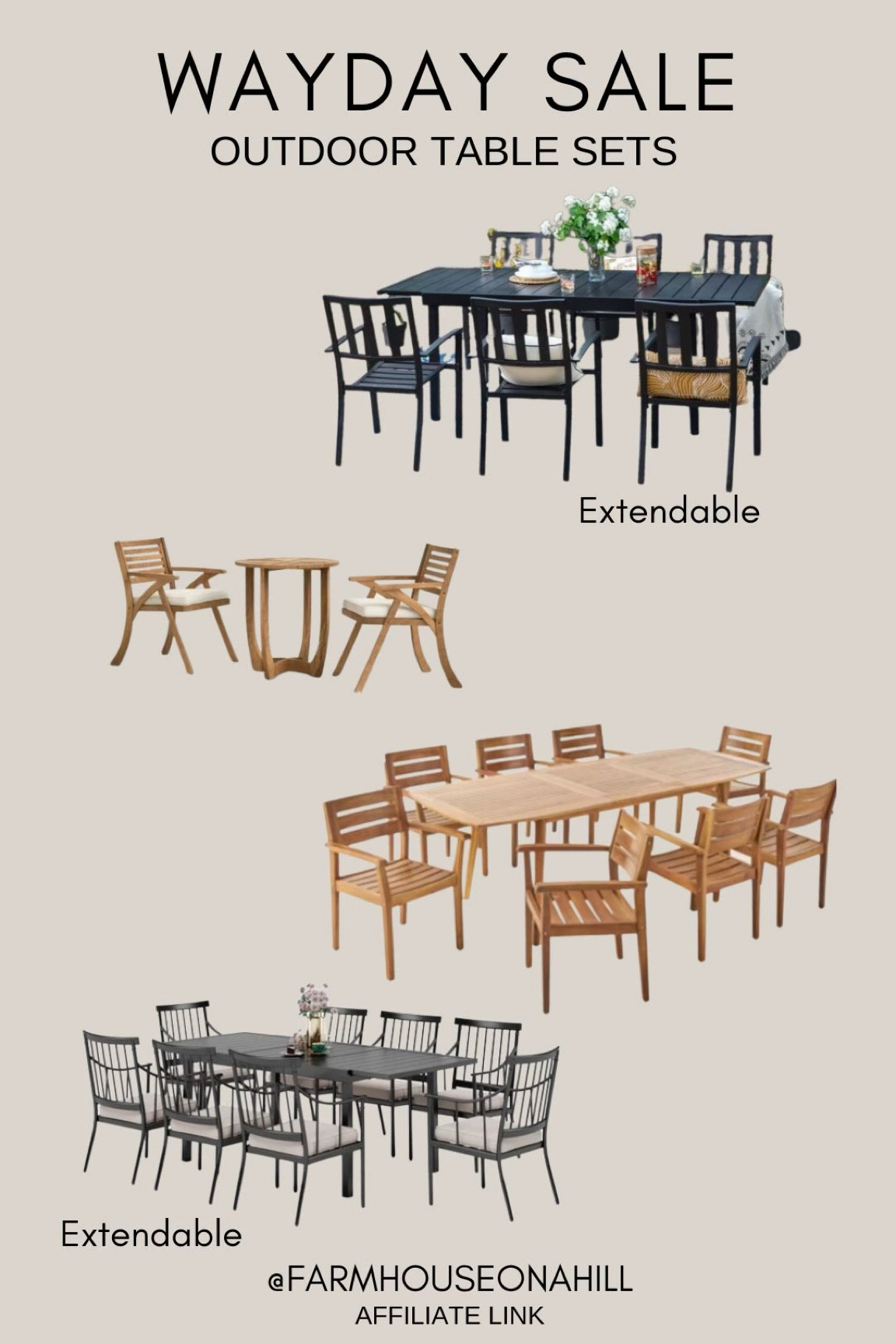 Outdoor table sets part of WAYDAY! 

#LTKhome #LTKU #LTKSeasonal
