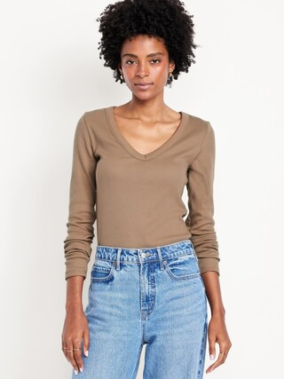 Cozy Snug Long-Sleeve V-Neck T-Shirt | Old Navy (US)
