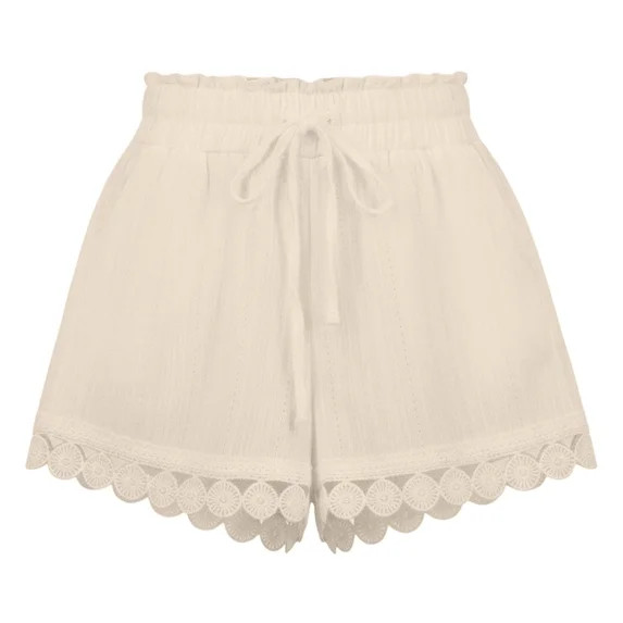 Manxivoo Women's summer casual loose shorts, elastic waist, drawstring, lace, suitable for casual... | Walmart (US)
