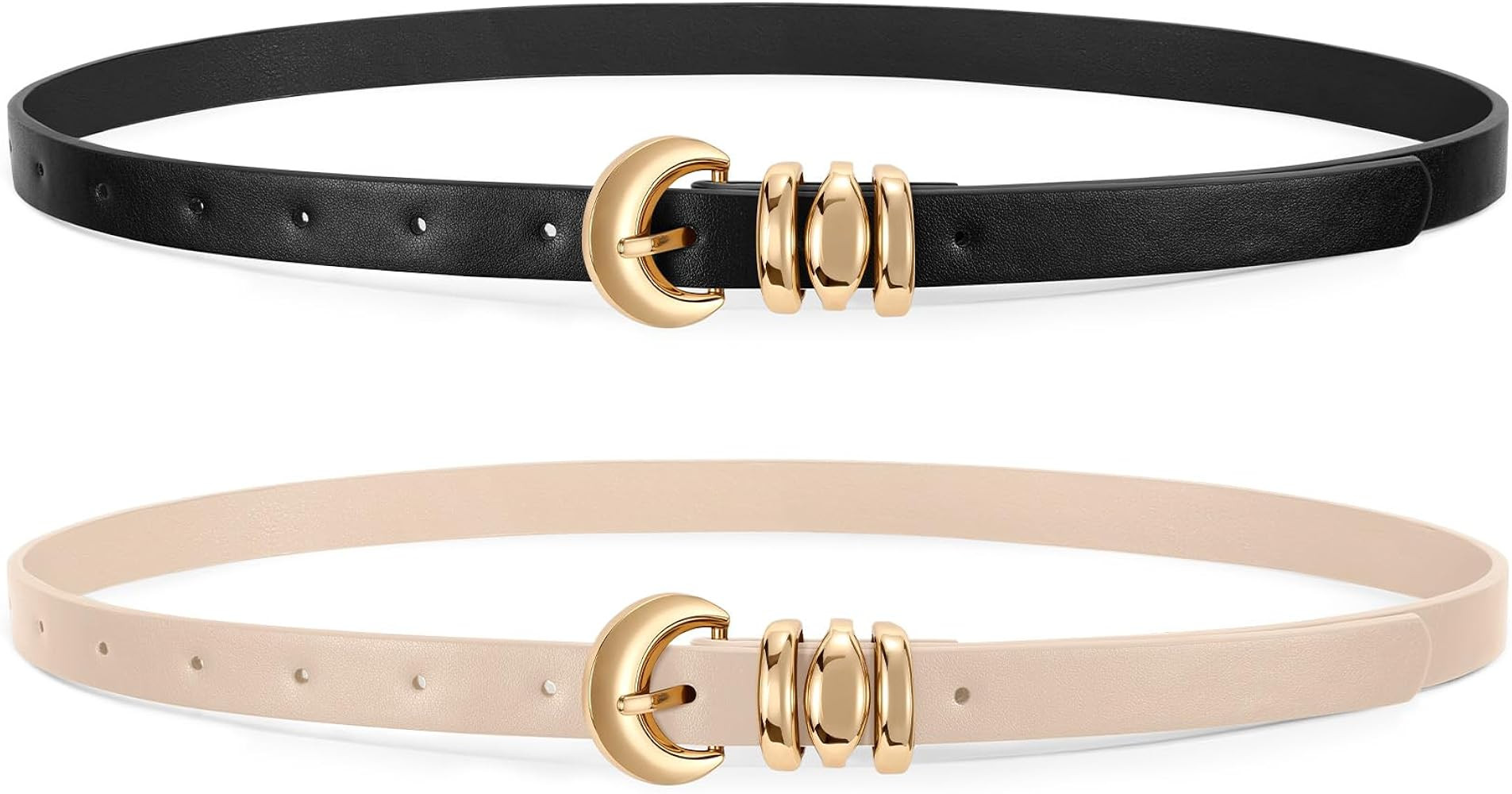 XZQTIVE 2 Pack 0.71'' Womens Skinny Leather Belts for Ladies Thin Waist Belt for Jeans Dress Pant... | Amazon (US)