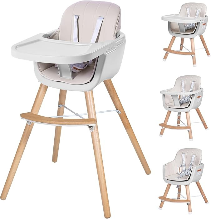 High Chairs for Babies and Toddlers,3 in 1 Convertible Wooden highchair, Baby High Chair with Adj... | Amazon (US)