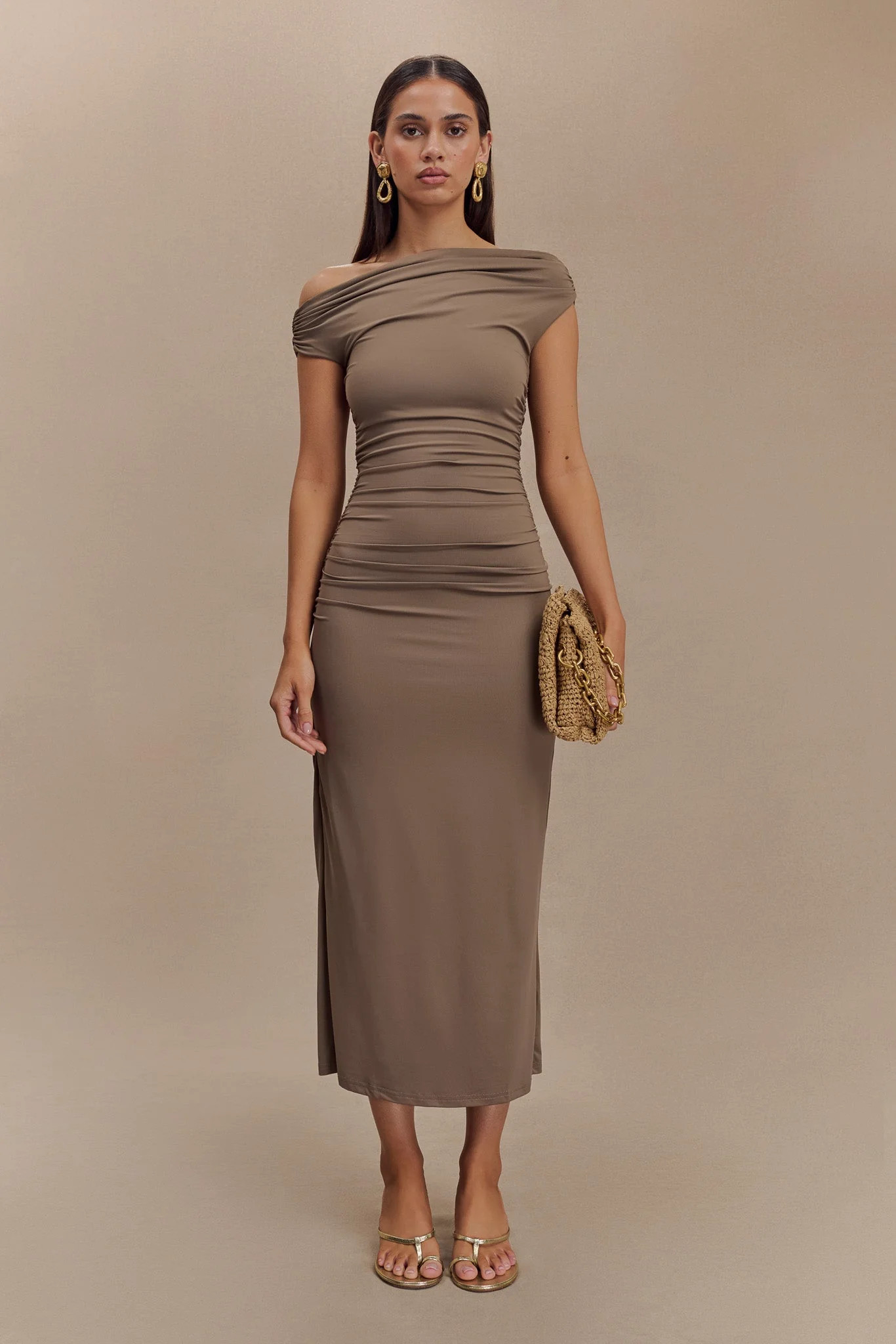 Alayna Recycled Nylon Midi Dress - Coco | Meshki (APAC)