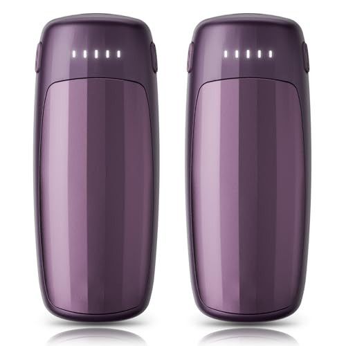 Therova Rechargeable Hand Warmers 2 Pack, Electronic Handwarmers with 5 Levels Heat, Max 131℉ Fast Heating Reusable Handheld Heater, for Women Men Camping Hunting Outdoor Gifts. (Purple) | Amazon (US)