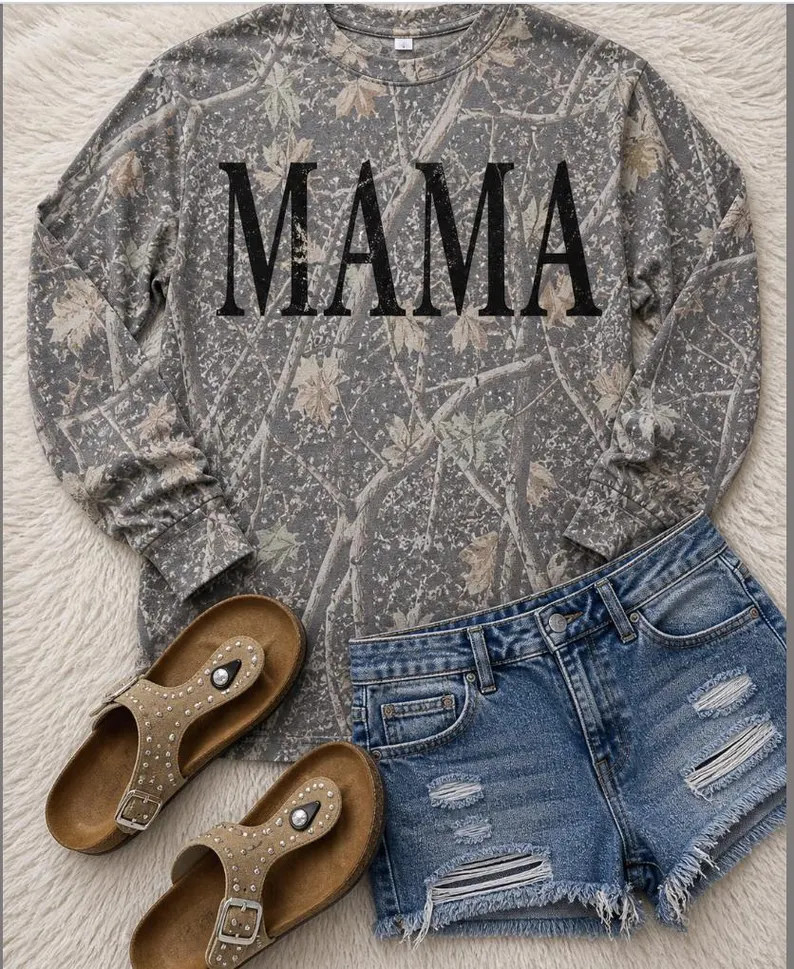 Camo Mama Long Sleeve Tee Shirt - Etsy | Etsy (Global)