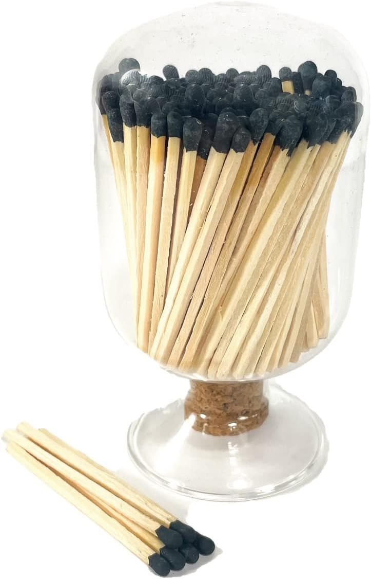 Decorative Glass Matches Cloche | Includes Matches & Striker Strip!!! Match Holder Gift Set (Blac... | Amazon (US)