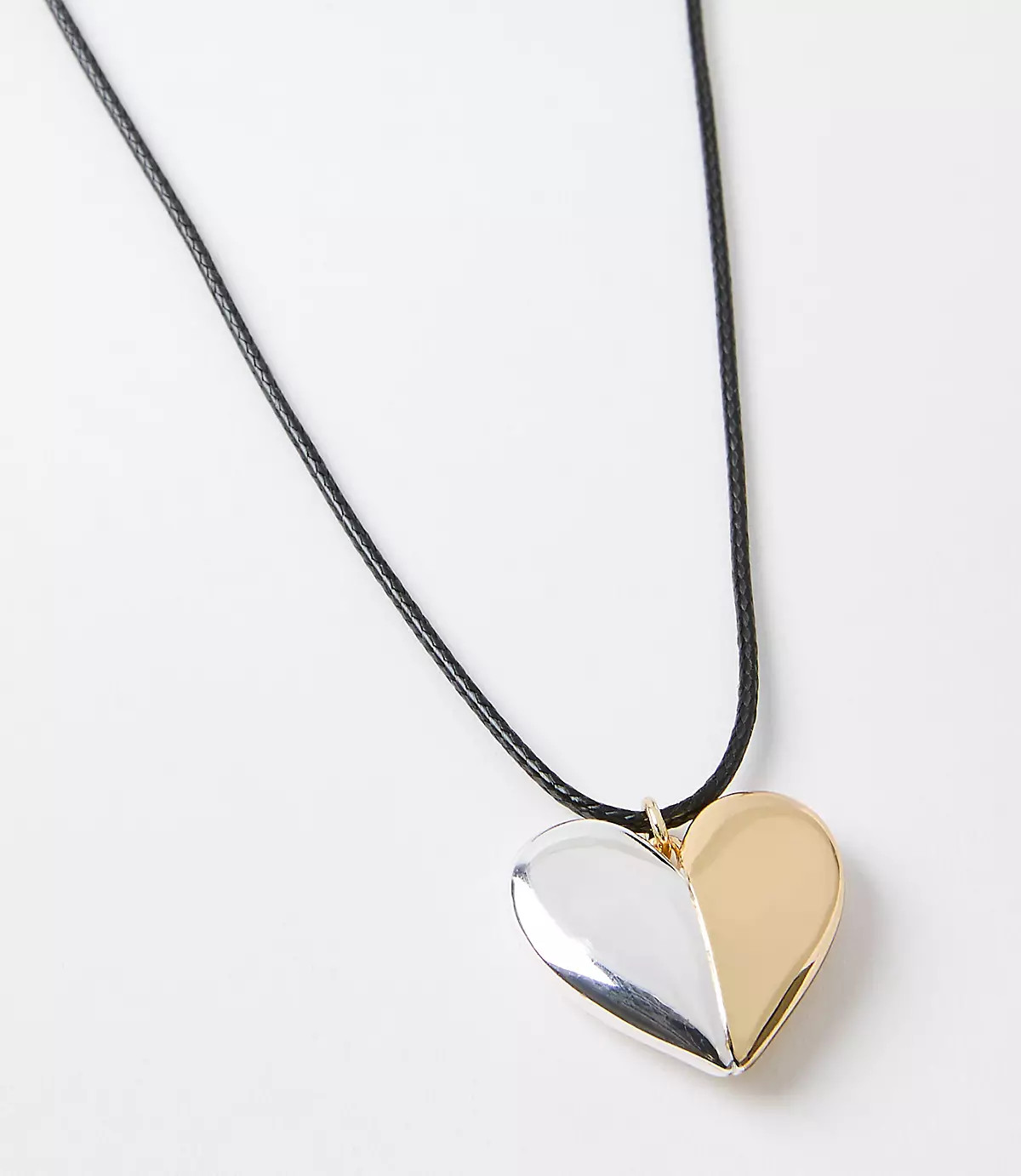 Mixed Metal Heart Pull Tie Necklace | LOFT