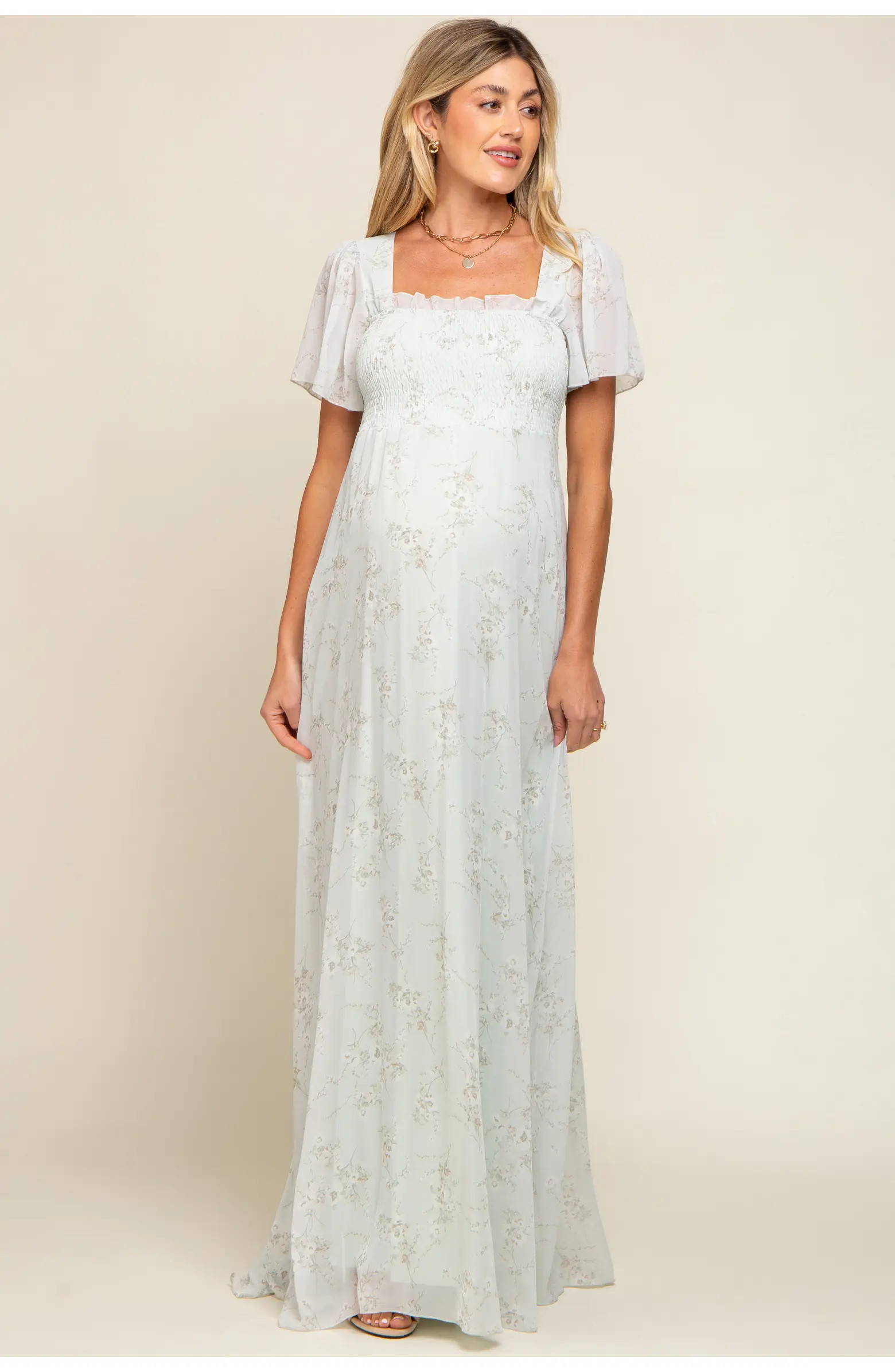 Floral Smocked Chiffon Maxi Dress | Nordstrom