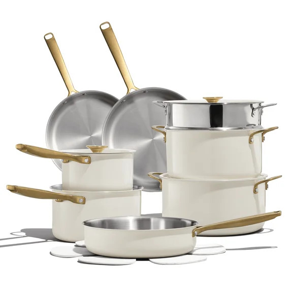 Carote 18-Piece Tri-Ply Stainless Steel Pots and Pans Set, Induction Compatible - White | Walmart (US)