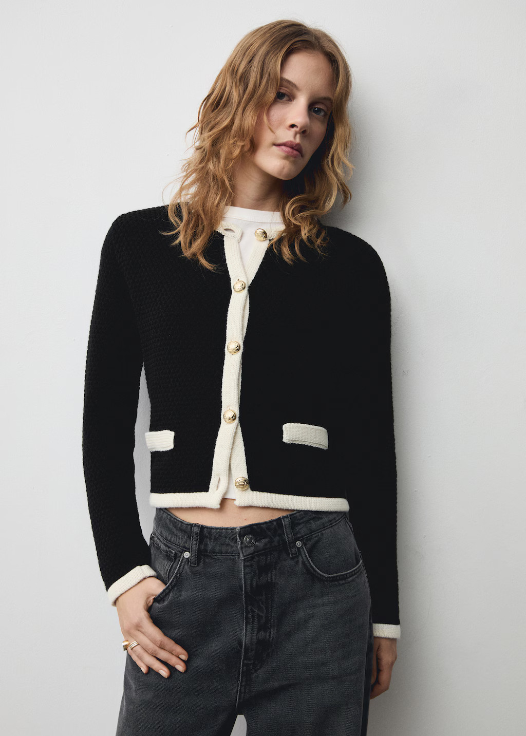 Knitted buttoned jacket - Women | MANGO United Kingdom | MANGO (UK)