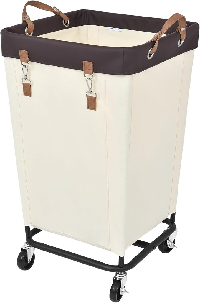 StorageWorks 160L Laundry Basket with Wheels, Rolling Hampers for Clothing | Beige Laundry Basket... | Amazon (US)
