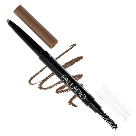 Palladio Brow Definer Retractable Pencil, Triangular Tip Fills Brows for a Natural Look, Tame and Shape Eyebrows with Spoolie Brush, Eyebrow Shaper, Buildable Light to Dark Colors (Medium Brown) | Walmart (US)
