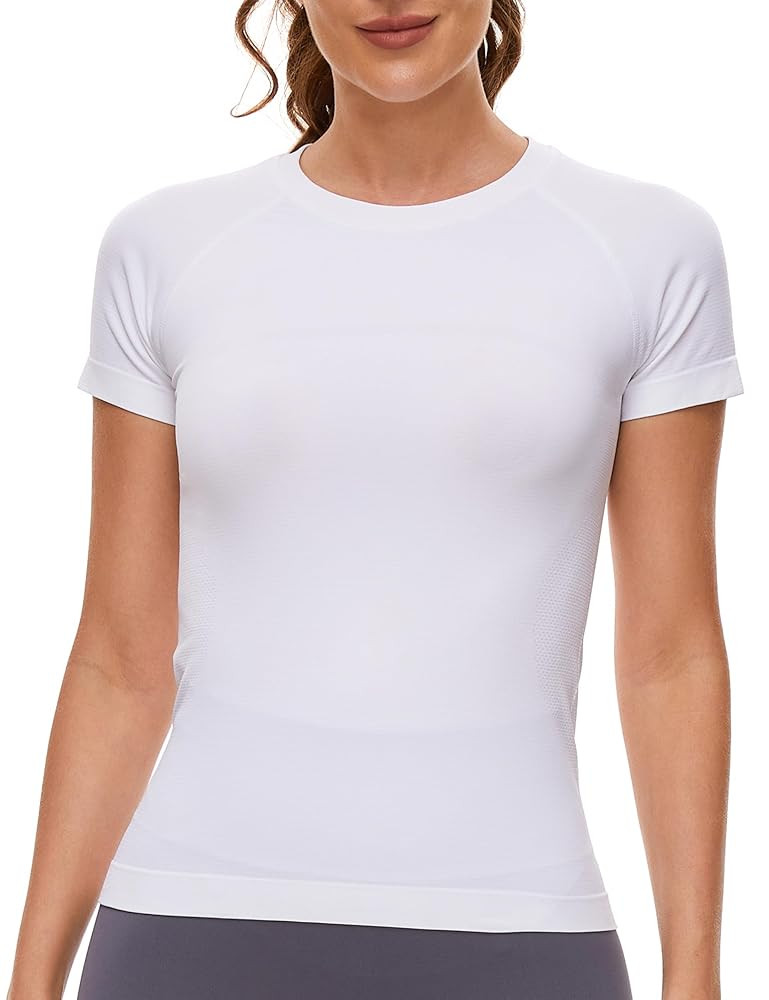 MathCat Workout Shirts for Women Short Sleeve Seamless Yoga Athletic Tees Sports Breathable Gym A... | Amazon (US)