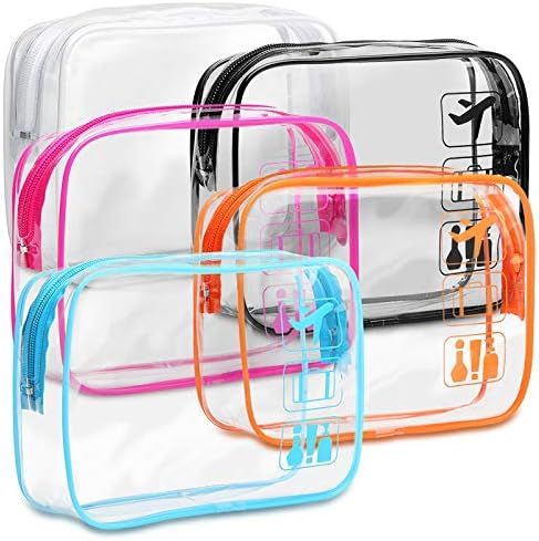 TSA Approved Toiletry Bag - F-color 5 Pack Clear Toiletry Bags - Quart Size Travel Bag, Clear Cosmet | Amazon (US)