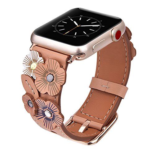 V-MORO Flowers Leather Bands Compatible with Apple Watch Bands 38mm 40mm Series SE 7/6/5/4/3/2/1 wit | Amazon (US)