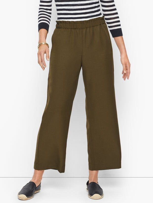 Slub TENCEL™ Wide Leg Crop Pants | Talbots