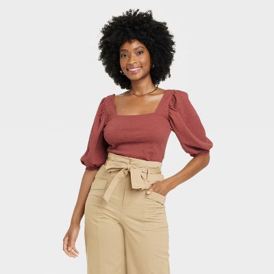 Women's Puff Elbow Sleeve Top - A New Day™ | Target