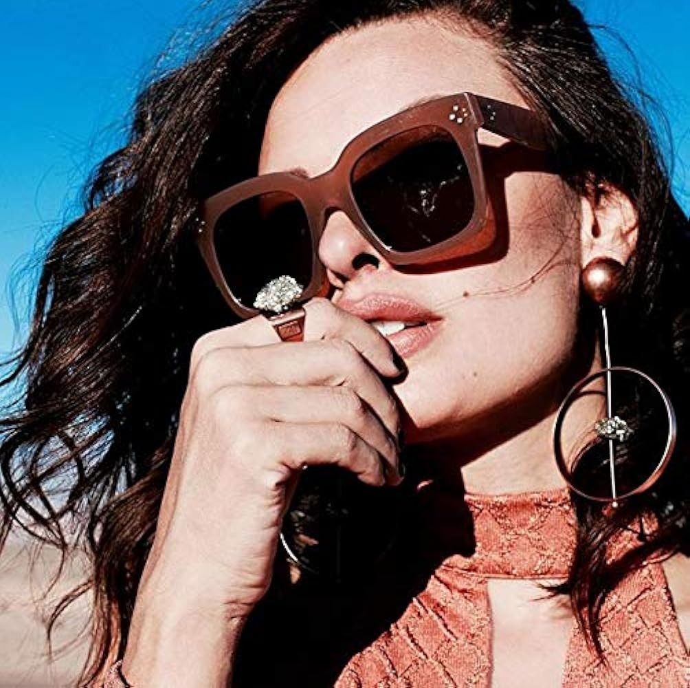 Retro Oversized Square Sunglasses for Women with Flat Lens 50mm | Amazon (US)