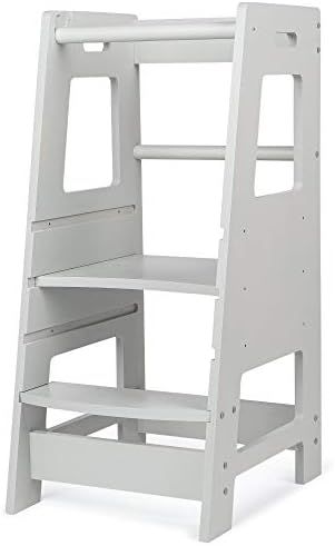 KidzWerks Child Standing Tower Step Stool (Grey) - The Original Toddler Kitchen Stool | Amazon (US)