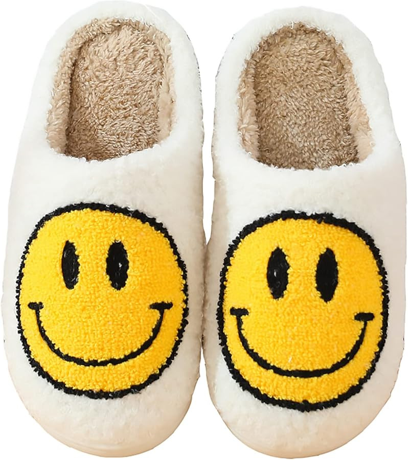 smiley Face Slippers With Exquisite packaging bag Keep warm Couples Slides Home Slippers Holiday ... | Amazon (CA)