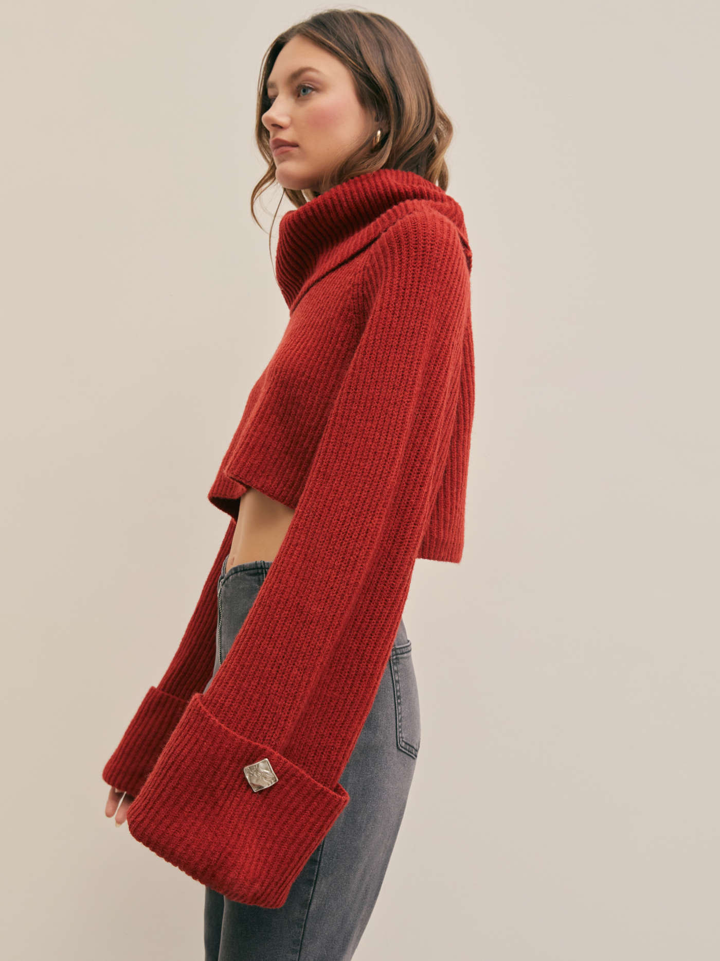 Knit Fabric Seeing Red Oversized Turtleneck Sweater For School Work | Cider