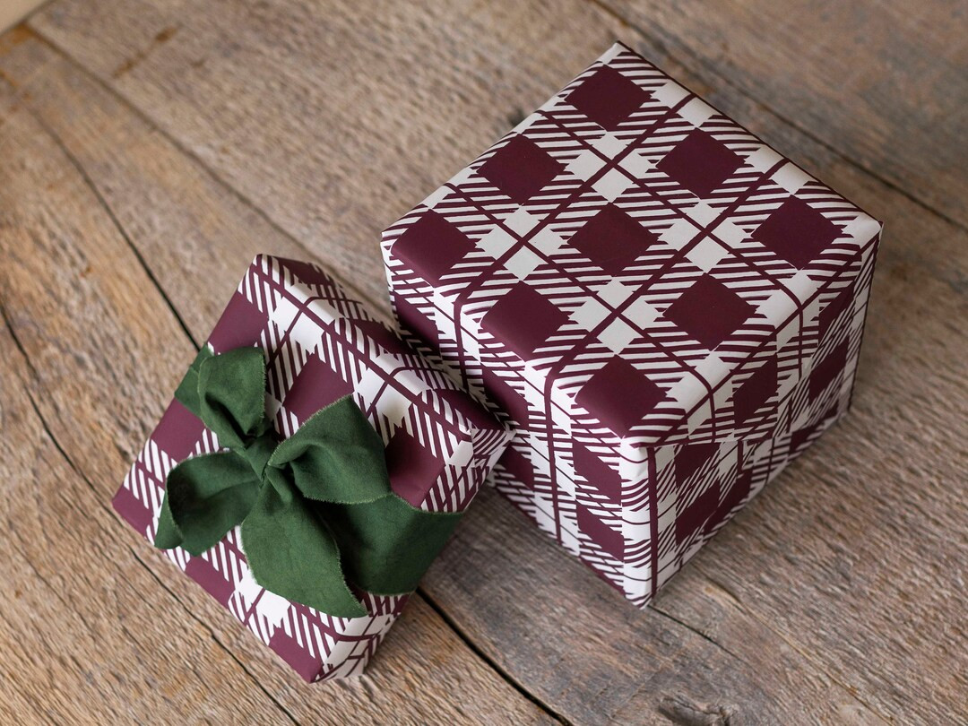 Amber Lewis Creator Collab Malbec Red Farmhouse Check Wrapping Paper | Etsy (US)