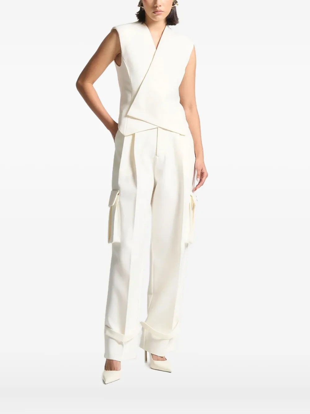 Manière De Voir Laurence cream tailored wrap waistcoat - Neutrals | Farfetch Global